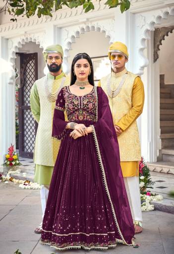 EB 1321 BY OM SAI DESIGNER GEORGETTE GOWN WHOLESALER IN INDIA